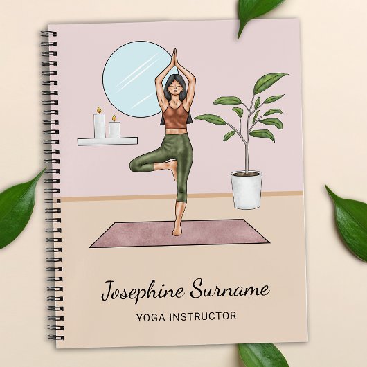 Yoga Instructor Tree Pose Workout Girl Individuell Notizblock