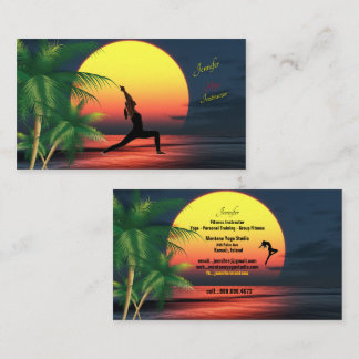 Yoga Instructor Tropical Sunset Palm Trees Aloha Visitenkarte
