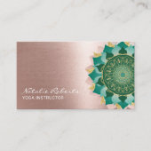 Yoga Instructor Turquoise Rose Gold Mandala Blume Visitenkarte (Vorderseite)