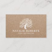 Yoga Instructor Vintag Tree Logo Rustic Kraft Visitenkarte (Vorderseite)