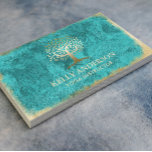 Yoga Instructor Vintag Turquoise Gold Tree Visitenkarte<br><div class="desc">Yoga Instructor Vintag türkisfarbene Gold Tree Business Cards.</div>