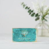 Yoga Instructor Vintag Turquoise Gold Tree Visitenkarte (Stehend Vorderseite)