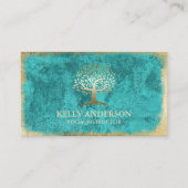 Yoga Instructor Vintag Turquoise Gold Tree Visitenkarte (Vorderseite)