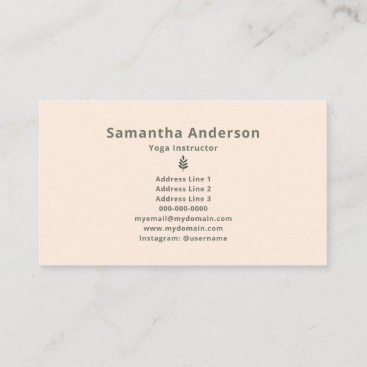 Yoga Instructor Visitenkarte (Rückseite)