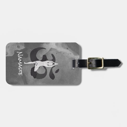 YOGA Instructor Wasserfarbe Meditation Pose Om Sig Gepäckanhänger (Vorderseite horizontal)