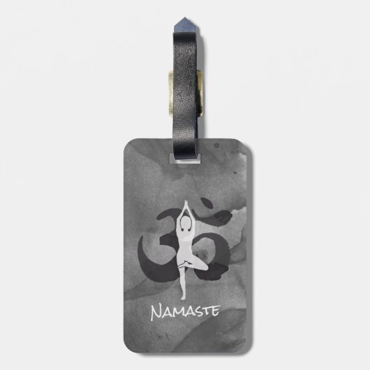 YOGA Instructor Wasserfarbe Meditation Pose Om Sig Gepäckanhänger (Rückseite vertikal)