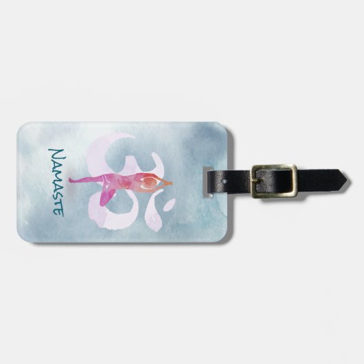 YOGA Instructor Wasserfarbe Meditation Pose Om Sig Gepäckanhänger (Vorderseite horizontal)