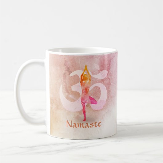 YOGA Instructor Wasserfarbe Meditation Pose Om Sig Kaffeetasse (Links)