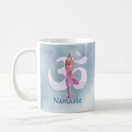 YOGA Instructor Wasserfarbe Meditation Pose Om Sig Kaffeetasse (Links)
