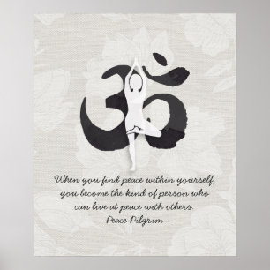 YOGA Instructor Wasserfarbe Meditation Pose Om Sig Poster
