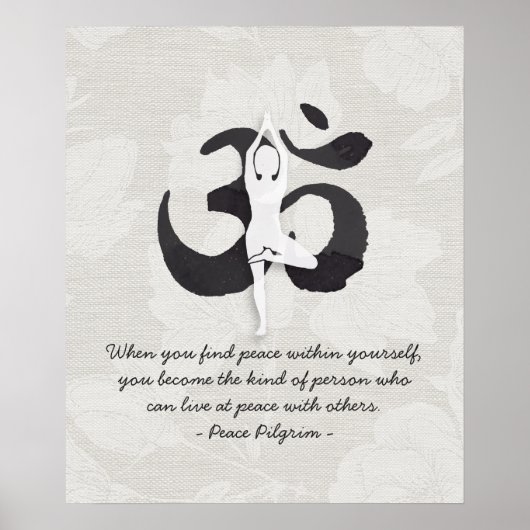 YOGA Instructor Wasserfarbe Meditation Pose Om Sig Poster (Vorne)