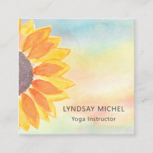 Yoga Instructor Watercolor Square Business Card Quadratische Visitenkarte