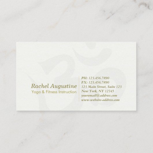 Yoga Instructor White Gold Meditation Pose ZEN OM Visitenkarte (Rückseite)