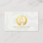 Yoga Instructor White Gold Meditation Pose ZEN OM Visitenkarte (Vorderseite)