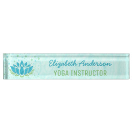 Yoga-Instruktor| Blue Lotus Blume Zen Meditation Namensplakette
