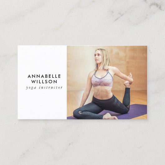 Yoga-Instruktor für modernes Foto Visitenkarte (Vorderseite)