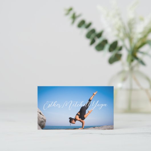 Yoga-Instruktor mit Beruflichem Foto Visitenkarte (Stehend Vorderseite)