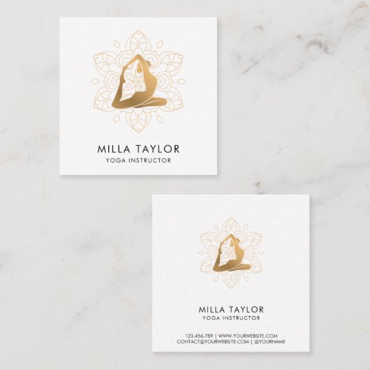 Yoga-Instruktor, Yoga-Pose, Fitness Quadratische Visitenkarte (Vorne/Hinten)