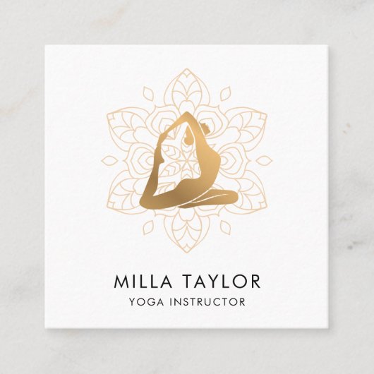 Yoga-Instruktor, Yoga-Pose, Fitness Quadratische Visitenkarte (Vorderseite)