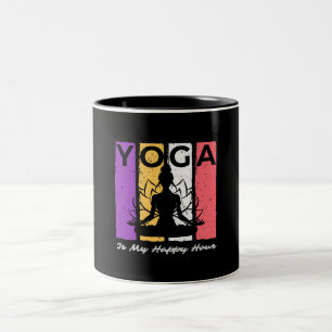 Yoga ist meine glückliche Stunde Vintage-Yoga-Spru Zweifarbige Tasse