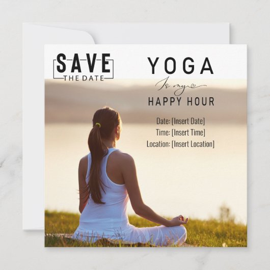 Yoga ist meine Happy Hour Woman posiert Yoga Einladung (Vorderseite)