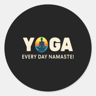 Yoga jeden Tag Namaste Retro Ruhig Achtsam Lance  Runder Aufkleber