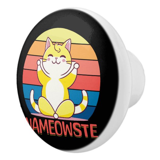 Yoga-Katze Keramikknauf (Rechts)