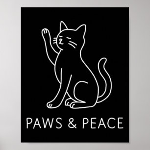Yoga-Katze Linienkunst - Pfoten und Friedensmotiv  Poster