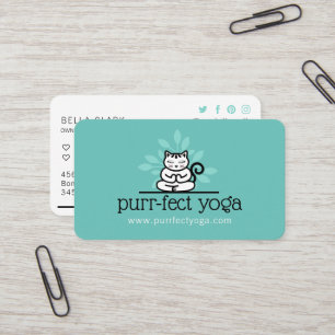 Yoga-Katze Meditieren Yoga-Pose Aquamarin Visitenkarte