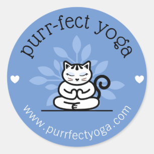 Yoga-Katze Meditieren Yoga Pose Blau Runder Aufkleber