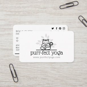 Yoga-Katze Meditieren Yoga-Pose Weiß Visitenkarte