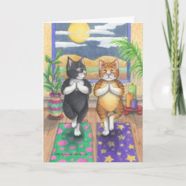 Yoga-Katzen-Geburtstags-Knospe u. Tony Notecard Karte