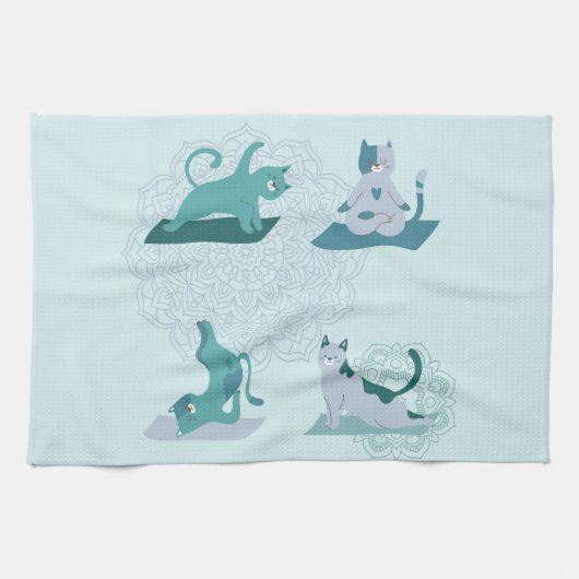 Yoga-Katzen Geschirrtuch (Horizontal)