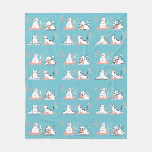 Yoga-Katzen Lotus Fleecedecke (Vorderseite)