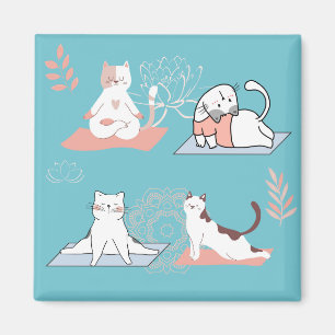 Yoga-Katzen Lotus Magnet