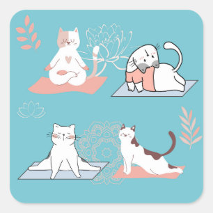 Yoga-Katzen Lotus Quadratischer Aufkleber