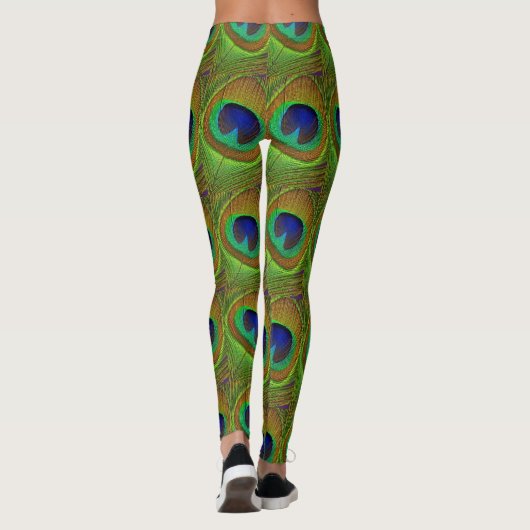 Yoga keucht Leggings-Pfau-Feder-blaues Grün Leggings (Rückseite)