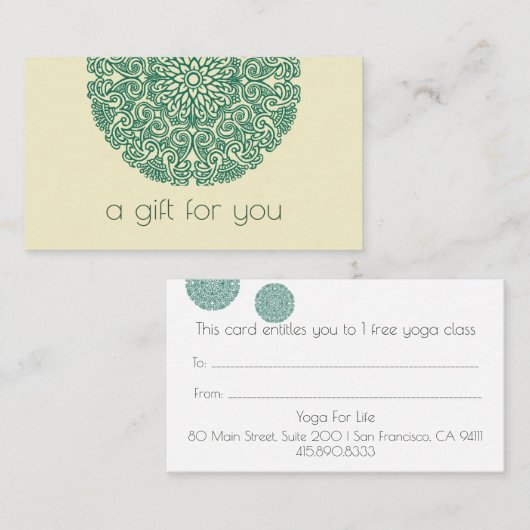 Yoga-Klasse-Geschenkkarte Visitenkarte (Vorne/Hinten)