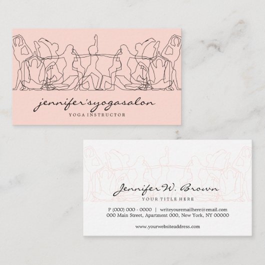 Yoga-Klasse in Rosa Visitenkarte (Vorne/Hinten)