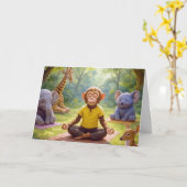 Yoga-Klasse zum Geburtstag mit Jungtieren Karte (Gelbe Blume)