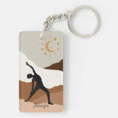 Yoga Krieger Pose Meditationsfluss personalisiert  Schlüsselanhänger (Rückseite)