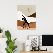 Yoga Krieger Pose Silhouette Meditation Fluss Gold Poster (Heimbüro)