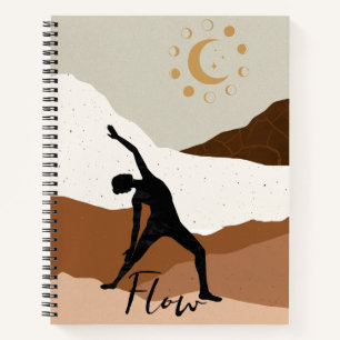 Yoga Krieger Pose Silhouette Meditation Fluss zen Notizblock