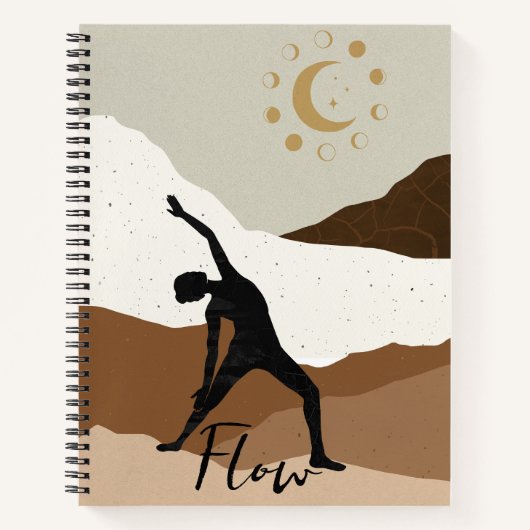 Yoga Krieger Pose Silhouette Meditation Fluss zen Notizblock (Vorderseite)