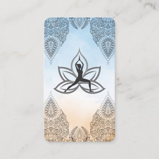 Yoga-Kriegerpose | Mandala-Muster Visitenkarte (Vorderseite)