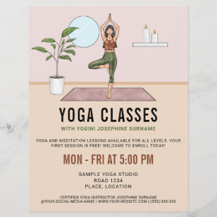 Yoga-Kurse Baum-Pose Yogini-Inderin Unterrichtsstu Flyer