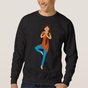 Yoga Lady Stehend auf einer Pose aus einem Leg Sweatshirt