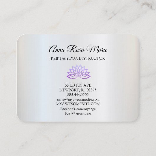 *~* Yoga Lavender Lotus Woman Healing Energy Visitenkarte (Rückseite)