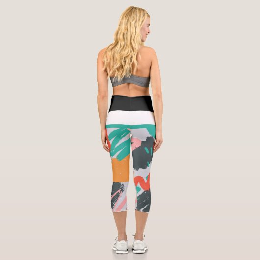 Yoga Leggings High Waisted Capris Handmalerei ab (Rückseite)
