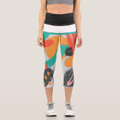 Yoga Leggings High Waisted Capris Handmalerei ab (Vorderseite)